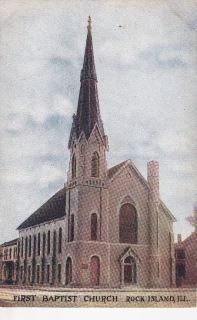 First Baptist Church Rock Island IL Old 1900s Postcard