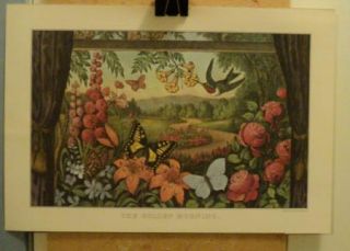 Reprint Lith Currier Ives The Golden Morning Travelers Hartford