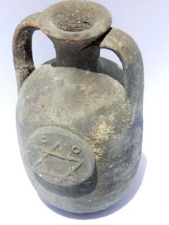  Terracotta Holyland Pottery Jug Clay Jerusalem Star of David Re