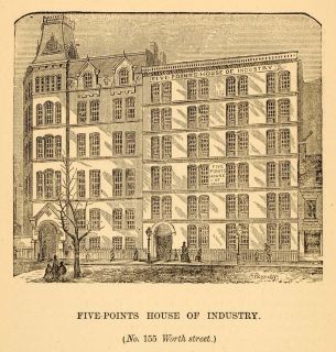  points house of industry new york city print original historic image