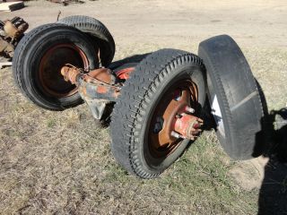 Old 1946 Dodge COE Truck Rear Axle with Five 20 Wheels Fair Poor