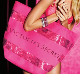 Victorias Secret Sexy Bling Pink Sequin Stripe Tote Bag 2011 Limited