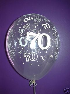 PK of 12 Helium Quality Clear 70th Birthday Balloons 70