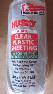 50 4 Mil Clear Plastic Sheet 4 Roll Case Husky