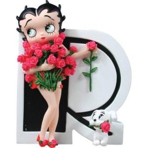 Betty Boop 6758 Alphabet Letter R Red Roses Figurine
