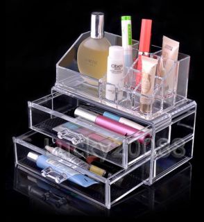 Clear Acrylic Cosmetic Organizer Makeup case DRAWERS Storage Cub 2