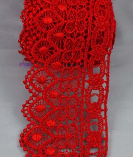 3yds 8 cm Red Fabric Polyester Flower Charming Venise Lace Applique