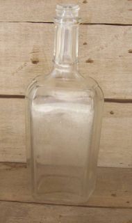 Made in USA Old Clear 6 Sided Hair Tonic Bottle