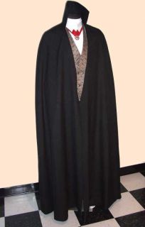 Dracula Cape Black Silver Vampire Cloak Tall Collar Halloween Costume