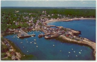 Rockport MA Bearskin Neck front Beach Yacht Club Aerial View Postcard
