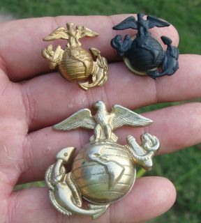 Lot of Three USMC Marine Corps EGAs Eagle Globe Anchors