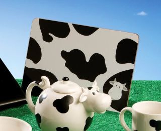 Black White Cow Placemats Dining Table Coffee Bar Mug