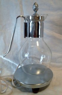 Vintage Glass Coffee Carafe Chrome handle lid electric Warmer Marshall