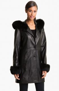 Chosen Furs Lambskin Coat with Genuine Fox Fur