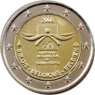 Belgium Belgique 2 Euro Coin 2008 CC UNC Human Rights