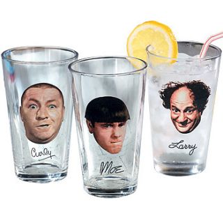 NEW The Three Stooges Collectible Pint Glasses 16 oz   Set of 3