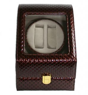 TOP QUALITY LEATHER AUTOMATIC DOUBLE WATCH WINDER BOX PI E