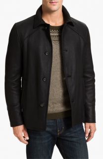 Alex & Co. Single Breasted Leather Coat with Genuine Shearling Lining