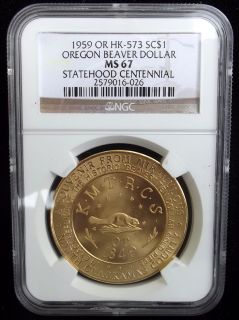 1959 MS67 Oregon Beaver Dollar Clackamas County State Centennial HK573