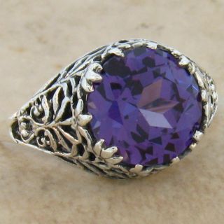 Ct COLOR CHANGE ALEXANDRITE ANTIQUE STYLE .925 STERLING SILVER RING
