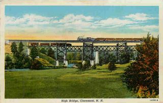 Claremont New Hampshire NH 1931 Railroad High Bridge Vintage Postcard
