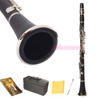  ABS Brass Nickel Plated Clarinet Case Manual Cloth Screwdriver