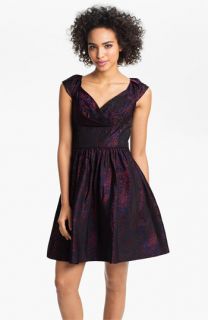 Suzi Chin for Maggy Boutique Cap Sleeve Brocade Fit & Flare Dress