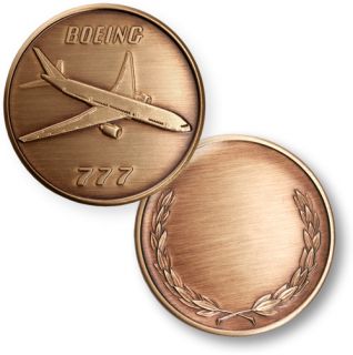 Boeing 777 Aircraft Bronze Engravable Medallion Coin