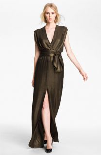 LAGENCE Tie Waist Draped Gown