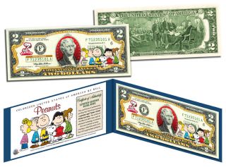  Charlie Brown AND Gang _*2 DOLLAR BILL COLORIZED LEGAL TENDER USA BILL