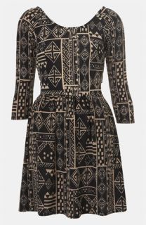 Topshop Aztec Print Surplice Back Cutout Dress