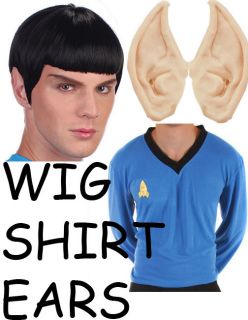 Complete Spock Costume 3 Piece Mens Star Trek Fancy Dress Ears Wig Top