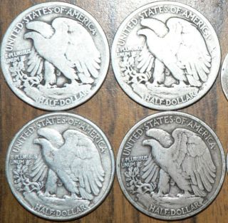 Liberty Walking 90% Silver Half Dollars   1917, 1918, 1943, 1943 S