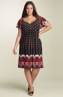 Suzi Chin for Maggy Boutique Border Print Dress (Plus)