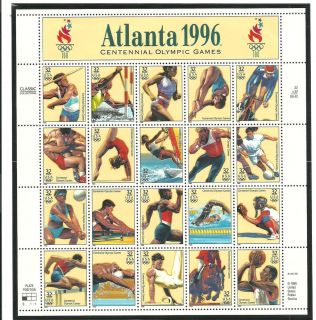US 3068 Atlanta 1996 Sheet of 20 Stamps Mint Never Hinged