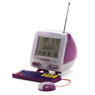 Miniature Mac Computer Radio Toy Vintage Style Computer Purple Color