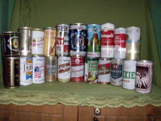 21 collectible vintage beer cans Falstaff,Tuborg,Foster(OilCan) Bonzo