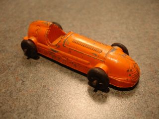  Antique Collectible Orange Diecast 3 Tootsietoy Race Car Toy
