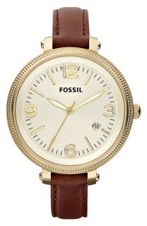 Fossil Round Leather Strap Watch