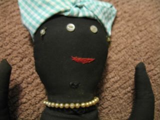 Old Black Doll Toaster Cover Vintage Arms Up Pearls On