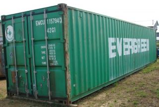 Evergreen Ocean Storage Container Green Trailer 40 x 8 x 8 6