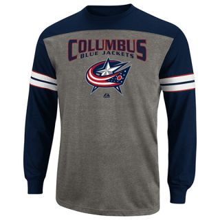  Columbus Blue Jackets Crease Long Sleeve T Shirt Ash Navy Blue