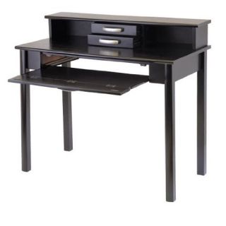 Solid Wood Espresso Corner Computer Desk Printer Stand