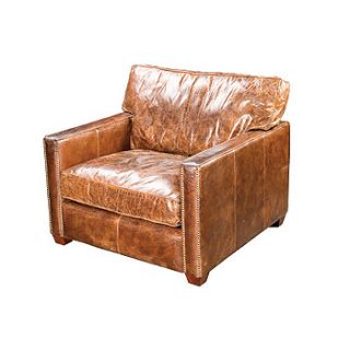 40 Wide Larkin Club Chair Vintage Brown Cigar Leather Comfort