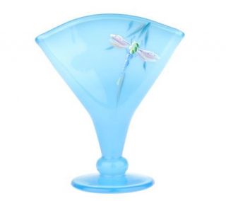Fenton Art Glass Limited Edition Peking Blue Fan Vase —