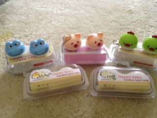 Cute 5 Pieces Animal Contact Lens Cases for soft and hard Lenses