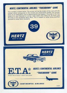hertz continental airlines touchdown game card eta