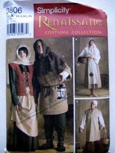 Renaissance Medieval Commoner Villager Costume Sewing Pattern Men