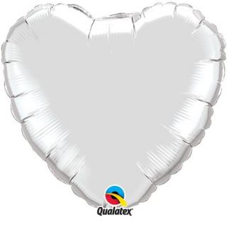 Metallic Silver 36 Foil Heart Shaped Balloon  Qualatex £6.65