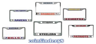 NFL Car Auto Chrome Metal License Plate Tag Frame Assorted Teams